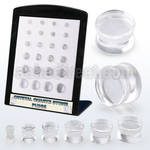 brpg210 display 24 pcs of crystal quartz double flare stone plug