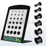 brpg77 board of black anodized steel flesh tunnel with o ring
