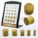 brpwj display w 24 pcs. of double flare jack fruit wood plugs