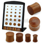brpwt display with 24 pcs of teak wood double flared plug