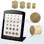 brpwy display with 24 pcs of crocodile wood double flared plug
