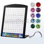 brs103 316l steel nose screw with assorted colored crystal top