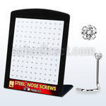 brs119 display w 316l steel nose bones, 20g w 2mm round cz