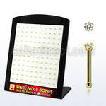 brs125 display w gold plated steel nose bones w 2mm clear czs