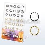 brsel7 display w 60 pcs anodized 316l steel seamless rings, 20g