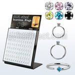 brselz2 display w 316l steel seamless ring 20g w mix color cz