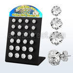 brsf displays w 12 prs. of checker cut cz silver ear studs