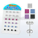brsfd1 silver earring with 7mm square top with ferido crystals