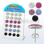 brsfd4 silver earring 9mm round design w ferido glued crystal