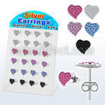 brsfd8 silver earrings heart design with ferido glued crystal