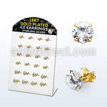 brsgp1 silver ear stud w 18k gold plating prong cz stone