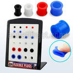 brsi display with 24 pcs of 3 10mm silicon flesh tunnels