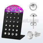 brsvfbc display w silver ear stud w extra flat clear crystal top