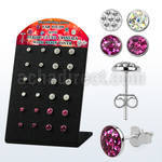 brsvfrm display w silver ear studs w crystal top w resin cover
