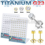 bruerbzr2 titanium ear studs 20g bezel set cz stone 36 pairs