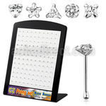 brzbmc silver nose bone with various shaped prong set cz stone