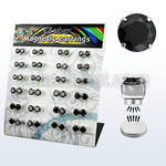 brzmgb silver magnetic ear stud w prong black round cz stone