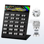 brzmgc silver magnetic ear stud prong clear round cz stone