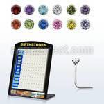 brzst silver nose stud with 2mm round prong set cz birthstones