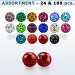 bulk w 4mm multi crystal ball 18g resin cover