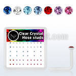 bxa10 clear acrylic nose stud with round colored crystal top