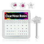 bxa16 clear acrylic nose bone with various shaped crystal tops