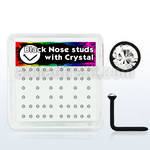 bxa3 black acrylic nose studs with round clear crystal top