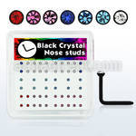bxa4 black acrylic nose stud with round crystal top