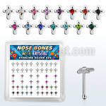 bxcrm silver nose bone with cross top w 1 5mm crystal center