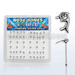 bxdpc silver nose bone with dolphin top with clear crystal