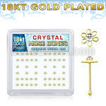 bxfl2cg 18k gold plated silver nose bones clear flower