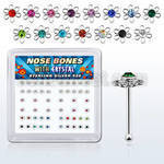 bxfl2m silver nose bone with wire colored crystal flower top
