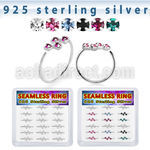 bxnhmx1 silver seamless nose ring 22g four crystals 18pcs