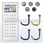 bxns10 anodized 316l steel nose screw with colored crystal top