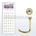 bxns3 gold anodized 316l nose screw w clear round crystal top