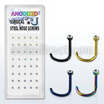 bxns9 anodized 316l steel nose screw with clear crystal top