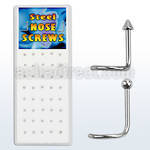 bxs101 high polished 316l steel nose screws w 2mm balls cones