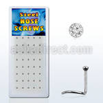bxs102 316l steel nose screw with round clear crystal top