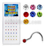 bxs103 316l steel nose screw with colored round crystal top