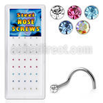 bxs103b 316l steel nose screw with colored crystal top