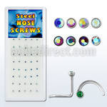 bxs107 316l steel nose screw w ab colored bezel crystal top