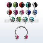 cbefr3e 316l steel eyebrow lip circular barbell w crystal ball