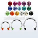 cbefr3l xxl steel circular barbell 16g w 3mm multi crystal balls