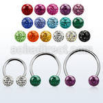 cbefr6l xxl steel circular barbell 16g w 6mm multi crystal balls