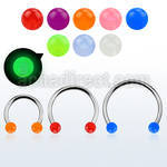 cbeglb4l xxl steel circular barbell 16g 4mm glow in the dark ball