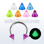 cbeglcn 316l steel circular barbell with acrylic gluminous cone