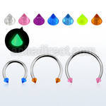 cbeglcnl xxl steel circular barbell 16g 3mm glow in the dark cone