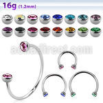 cbehjb3l xxl steel circular barbell, 16g w 3mm half jewel balls
