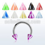 cbenck 316l steel circular barbell with acrylic checkered cone