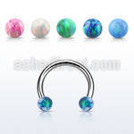 cbeop3 316l steel circular barbell w 3mm synthetic opal balls